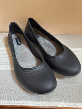 CROCS At Work Women's Black Ballet Flats Size 10 Rubber Flats
